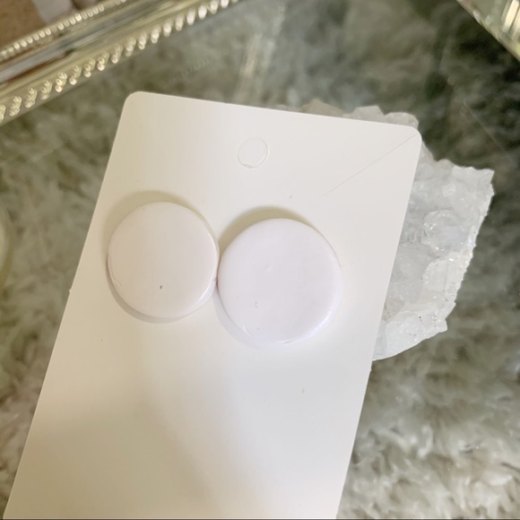 Jewelry - Handmade clay stud earrings solid white